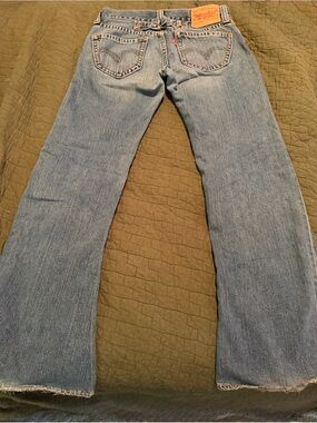 Vintage Y2K Levis Type 1 Low Slouch Womens Jeans 7M Bootcut Back Buckle Flared
